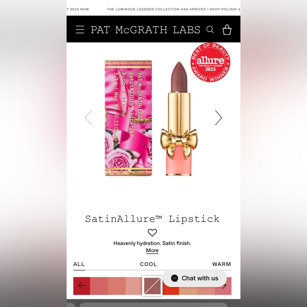 BNIB Pat MacGrath Labs Satin Allure Lipstick